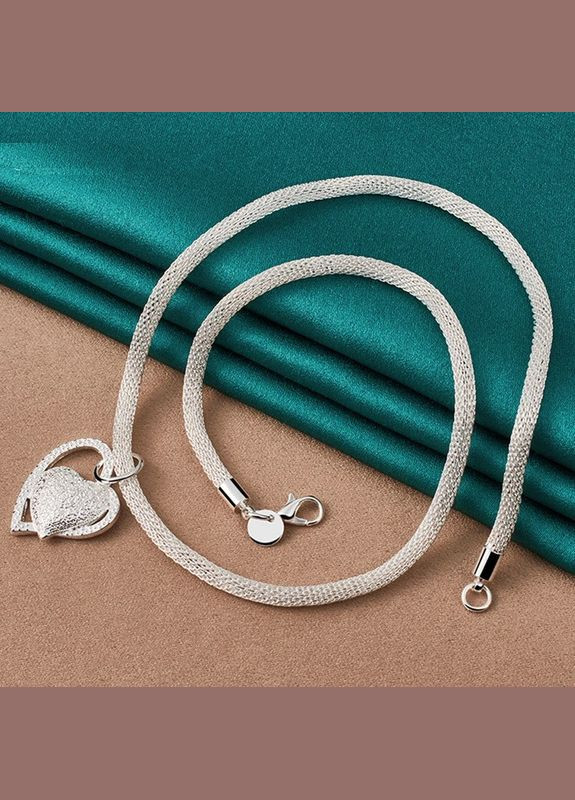 Посеребренные ожерелья широкая цепь с подвеской сердце 925, 8972 Fashion Jewelry (338431257)