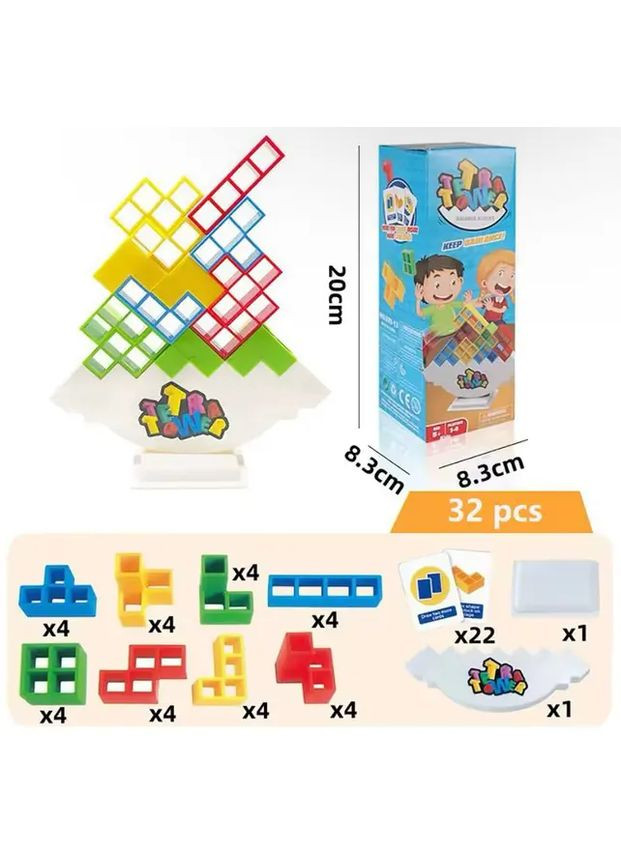 Настільна гра балансуючий тетріс Tetra Tower, Башта 16 блоків Toysi (373407391)