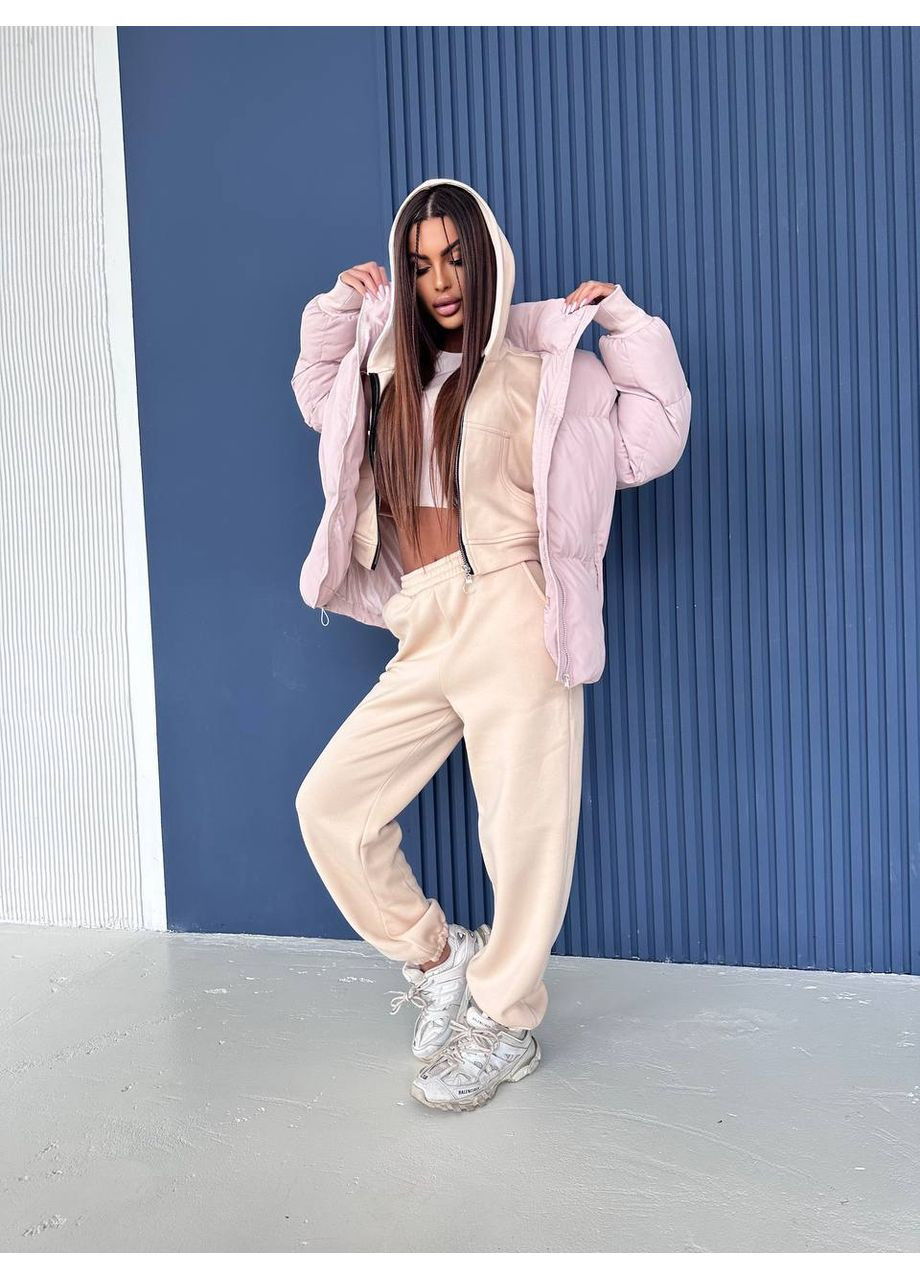 Бежевый зимний Пуховик No Brand