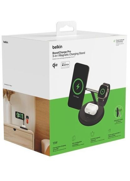Зарядное устройство беспроводное 3в1 Magnetic Qi2 15Вт, черное Belkin (322245499)