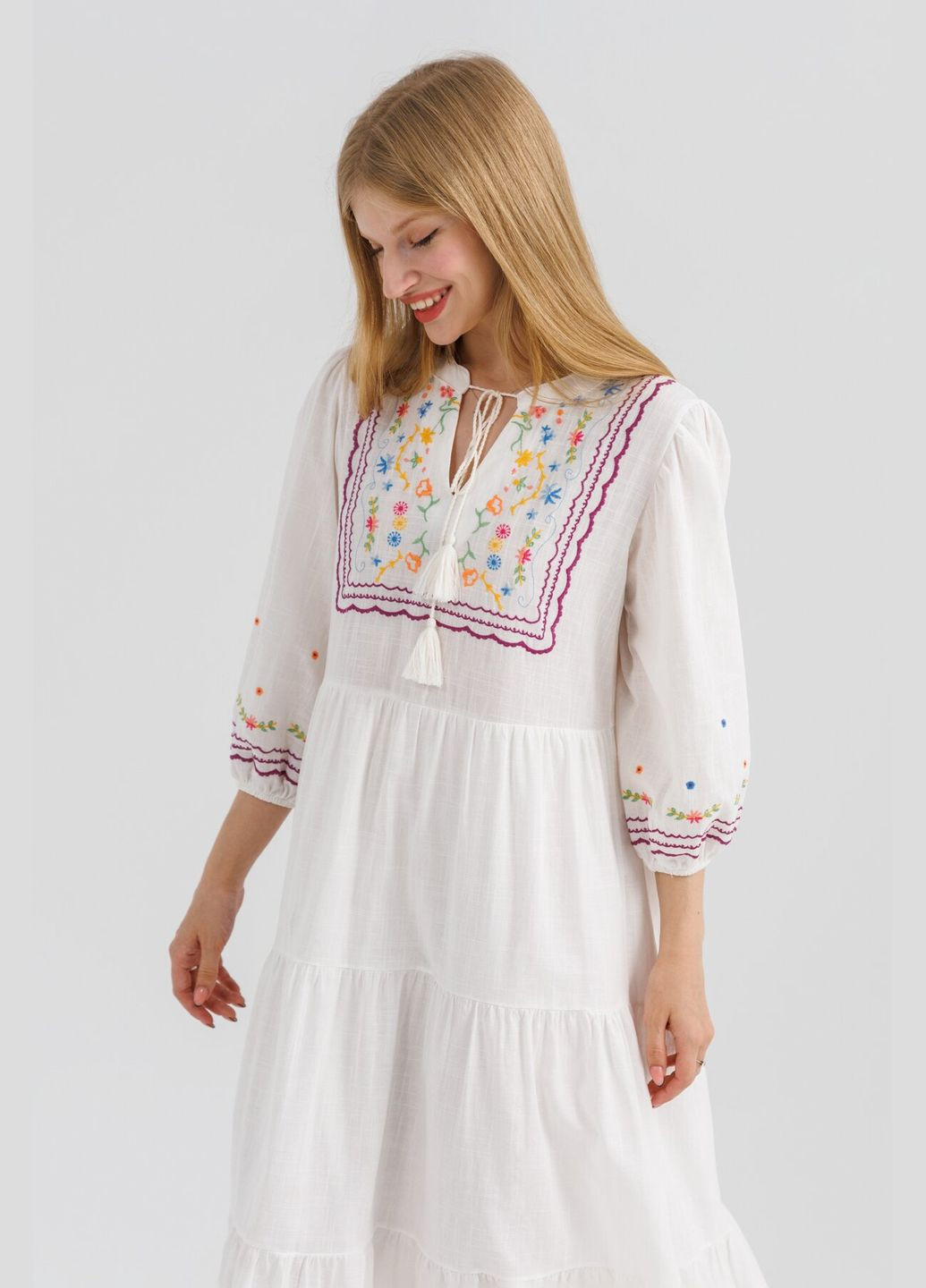 Белая платье вышиванка женское 23085 белый (2000990605719a) shop (2000990605719) Park Karon хлопок (315978143)