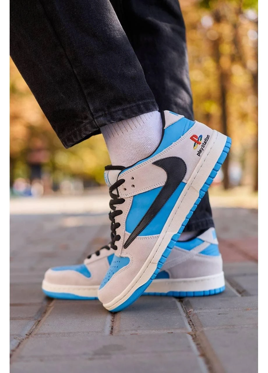 Синие летние кроссовки nike sb dunk low x travis scott playstation blue найк сб данк No Brand