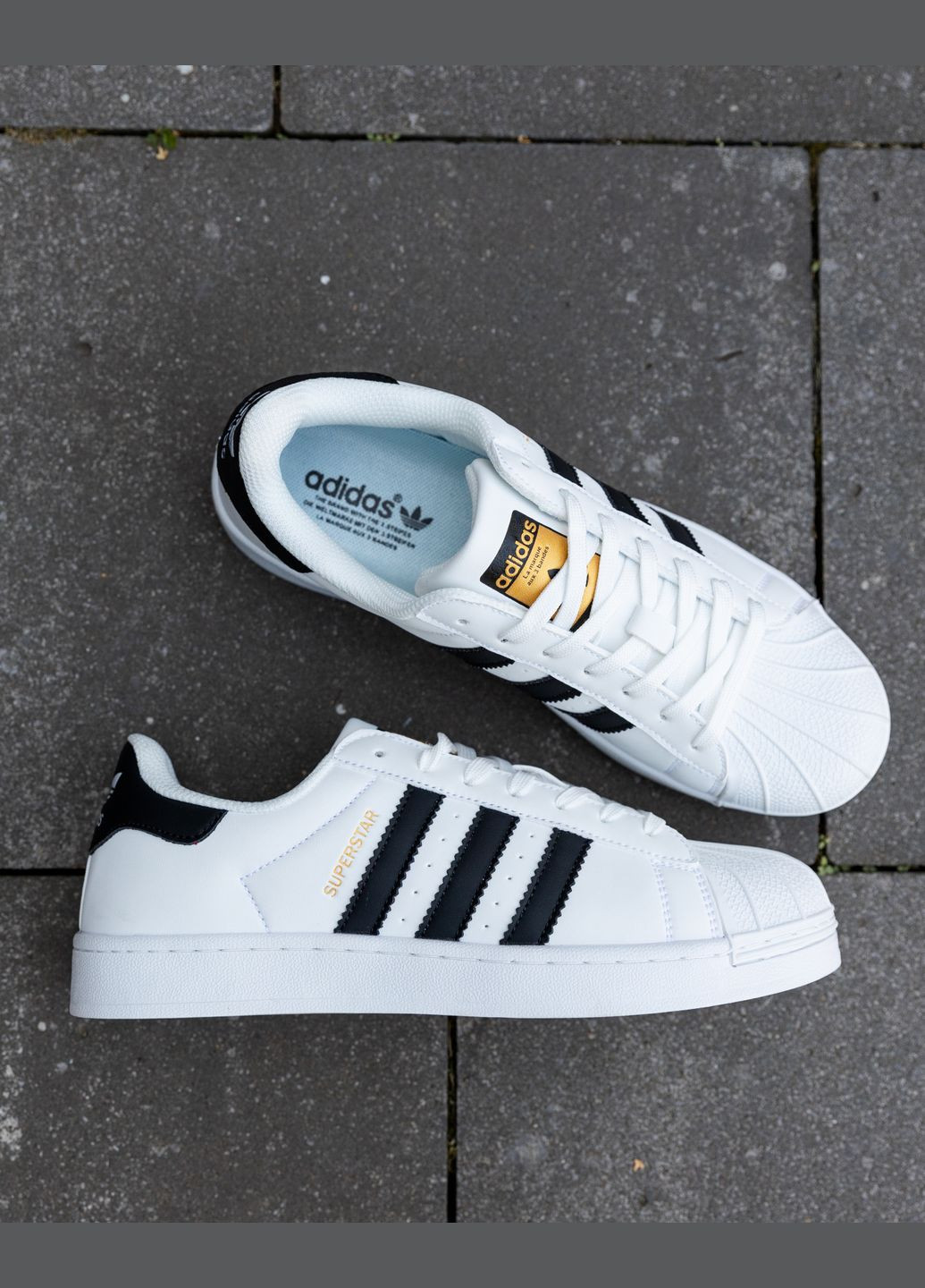 Білі Осінні кросівки чоловічі white black No Brand Superstar Classic