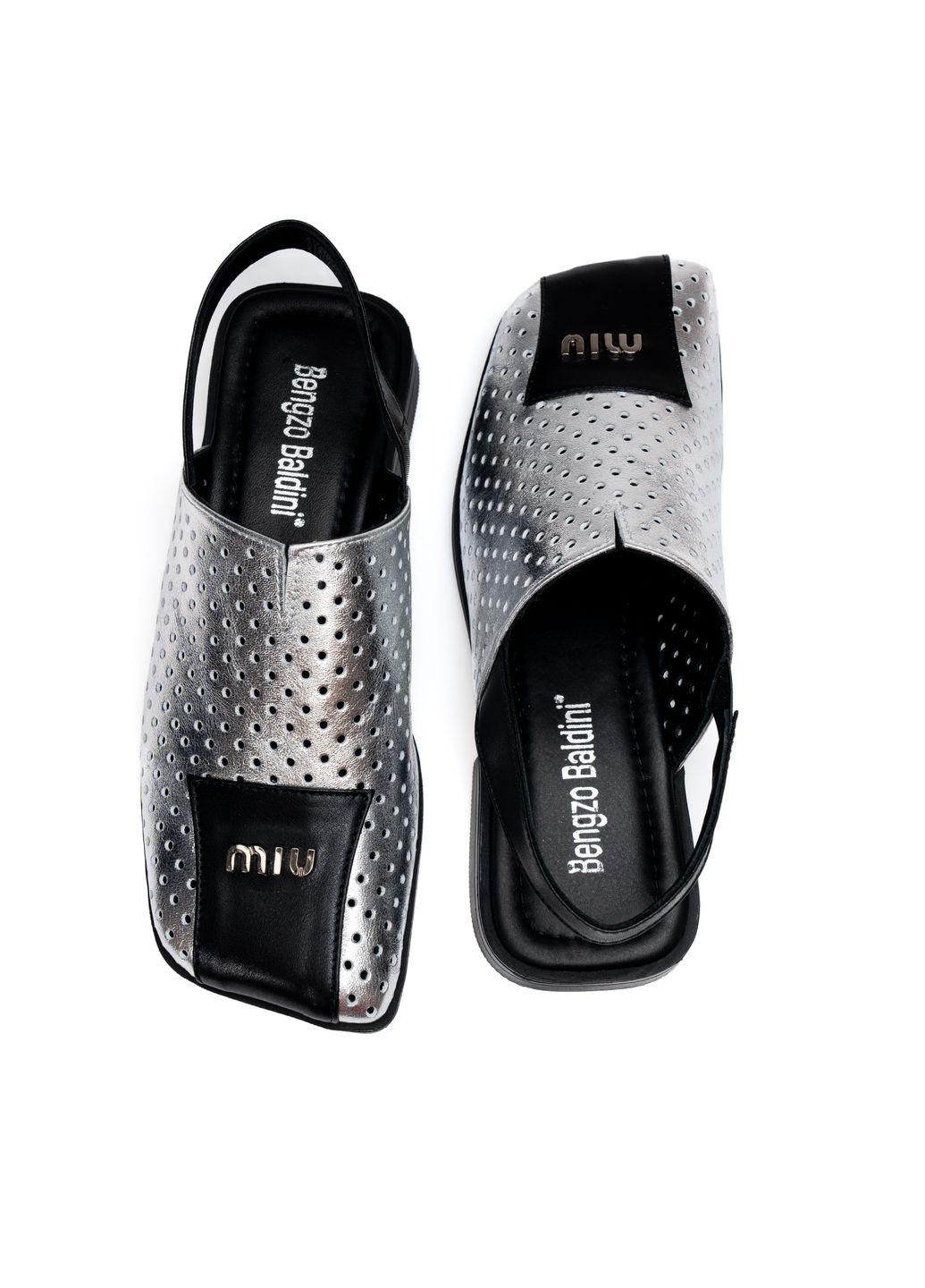 Серебряные босоножки 01633 серебряные Bengzo Baldini с ремешком