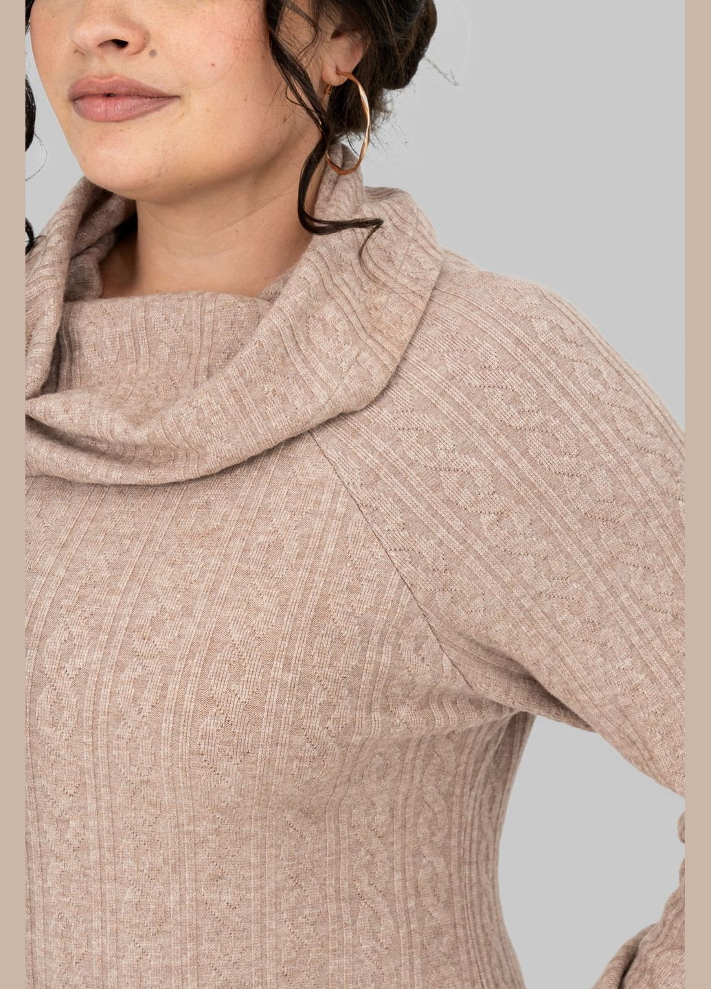 Темно-бежевое повседневный платье платье полуприлегающего силуэта из трикотажа косичка воротник-хомут all posa (ap102212p) A'll Posa