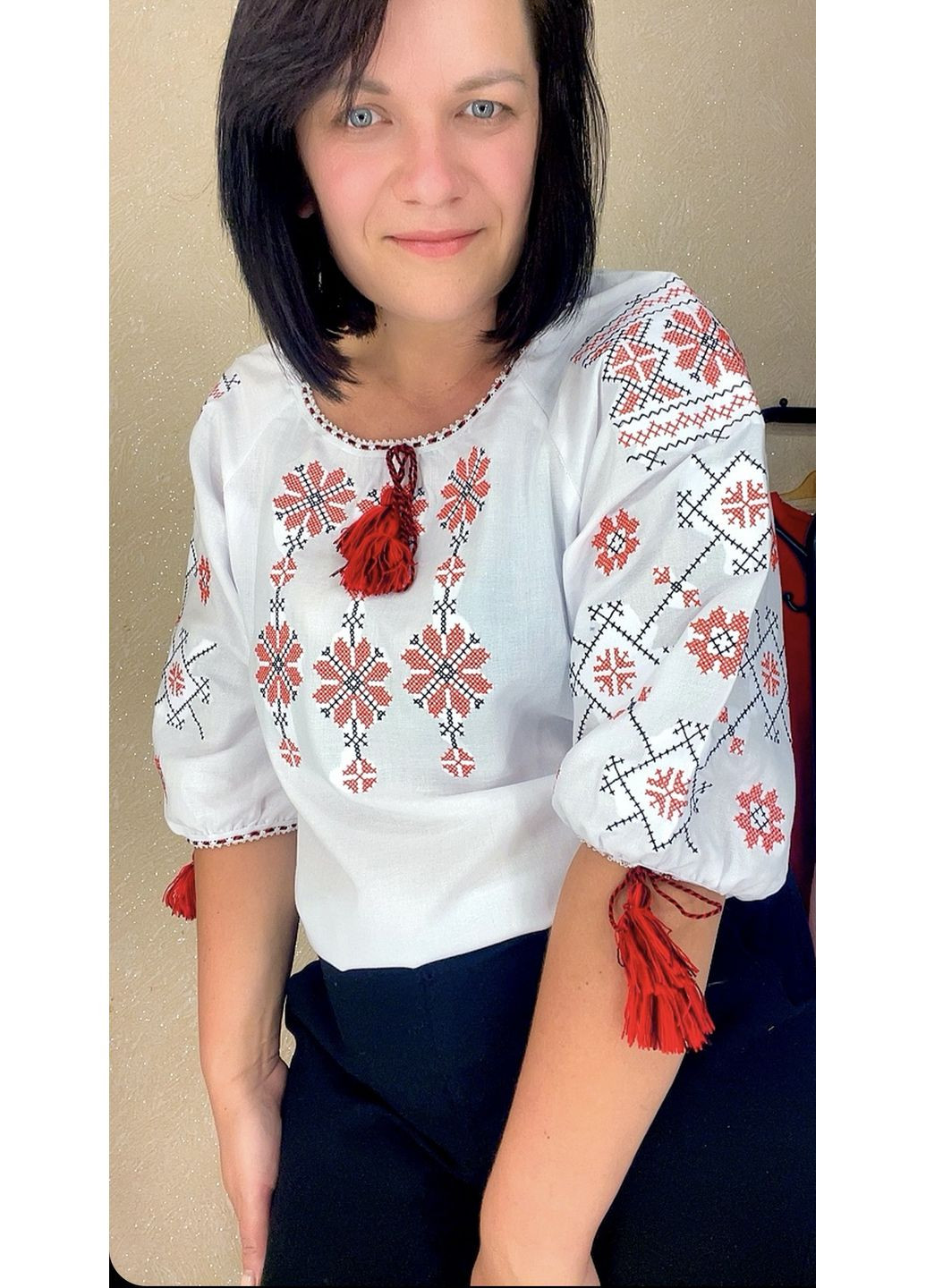 Біла жіночі вишиванка НоКо вільна (349507970)