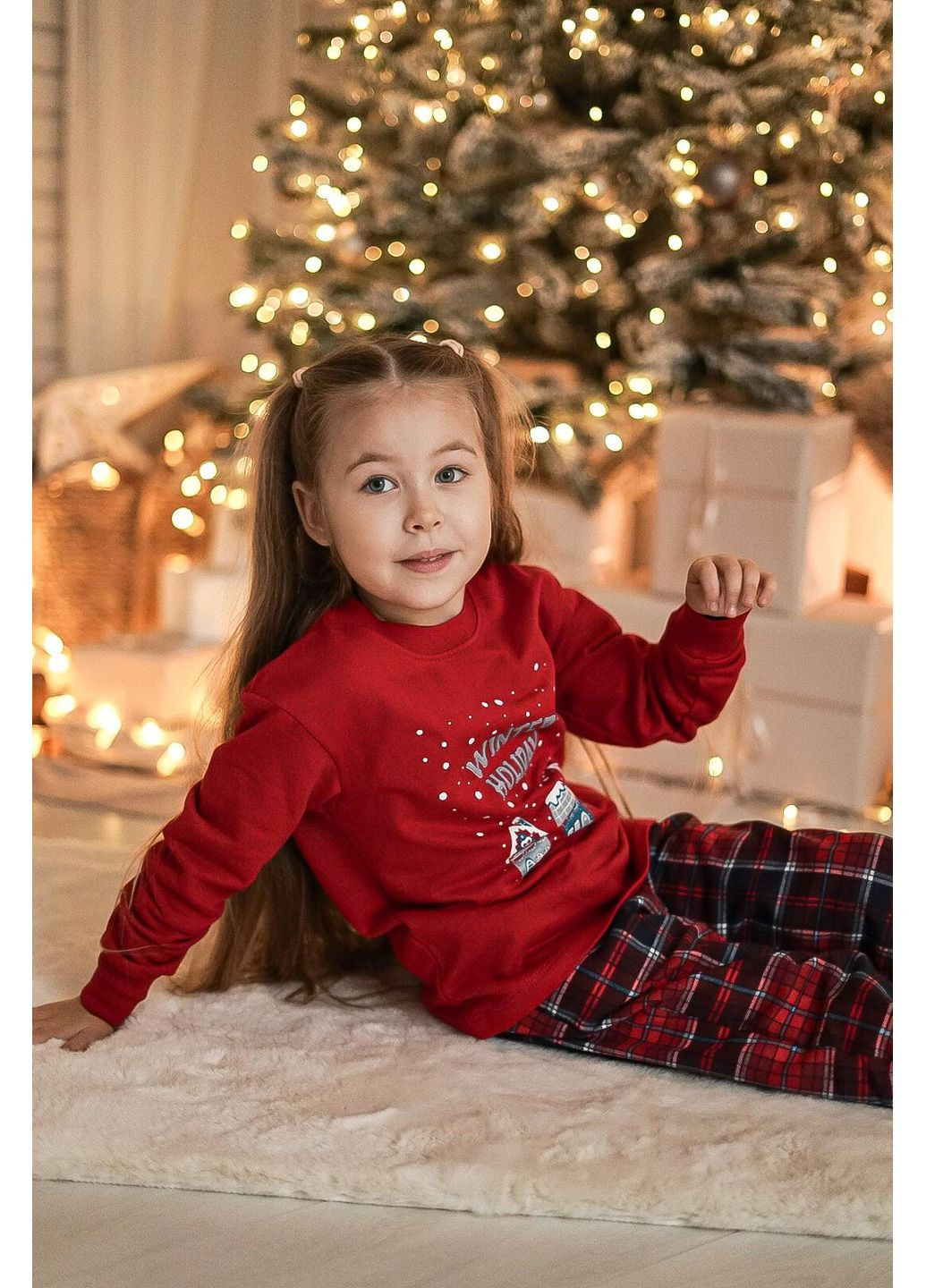 Красная пижама детская теплая "winter holiday" кофта + брюки Cosy