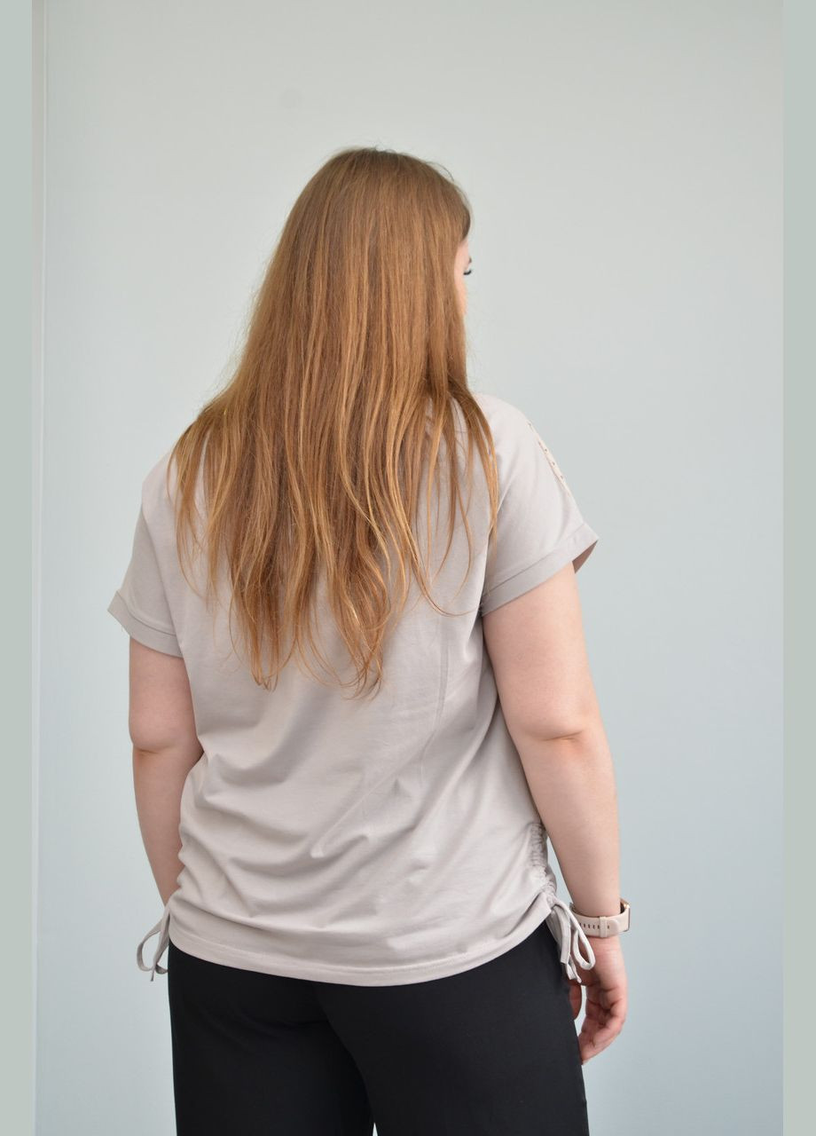 Бежевая всесезон женская повседневная футболка, бежева (, 2xl, 3xl) No Brand
