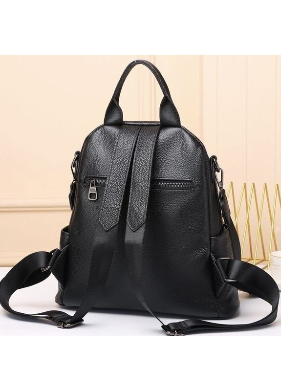 Шкіряний жіночий рюкзак міський 30х24х13, матова сумка на плечі, чорна Olivia (341309270)