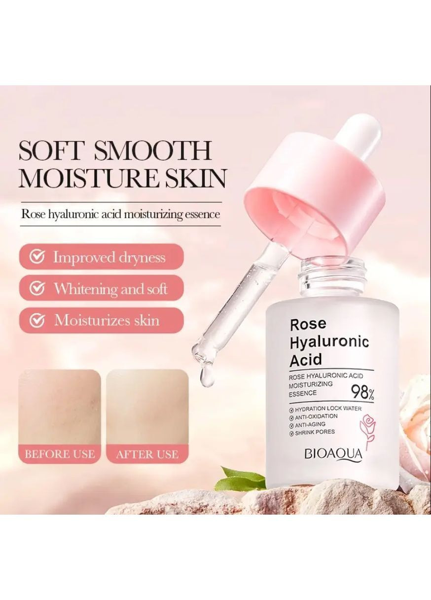Сироватка з трояндою та гіалуроновою кислотою Rose Hyaluronic Acid Essence зволожуюча антивікова, 30 мл Bioaqua (362588600)