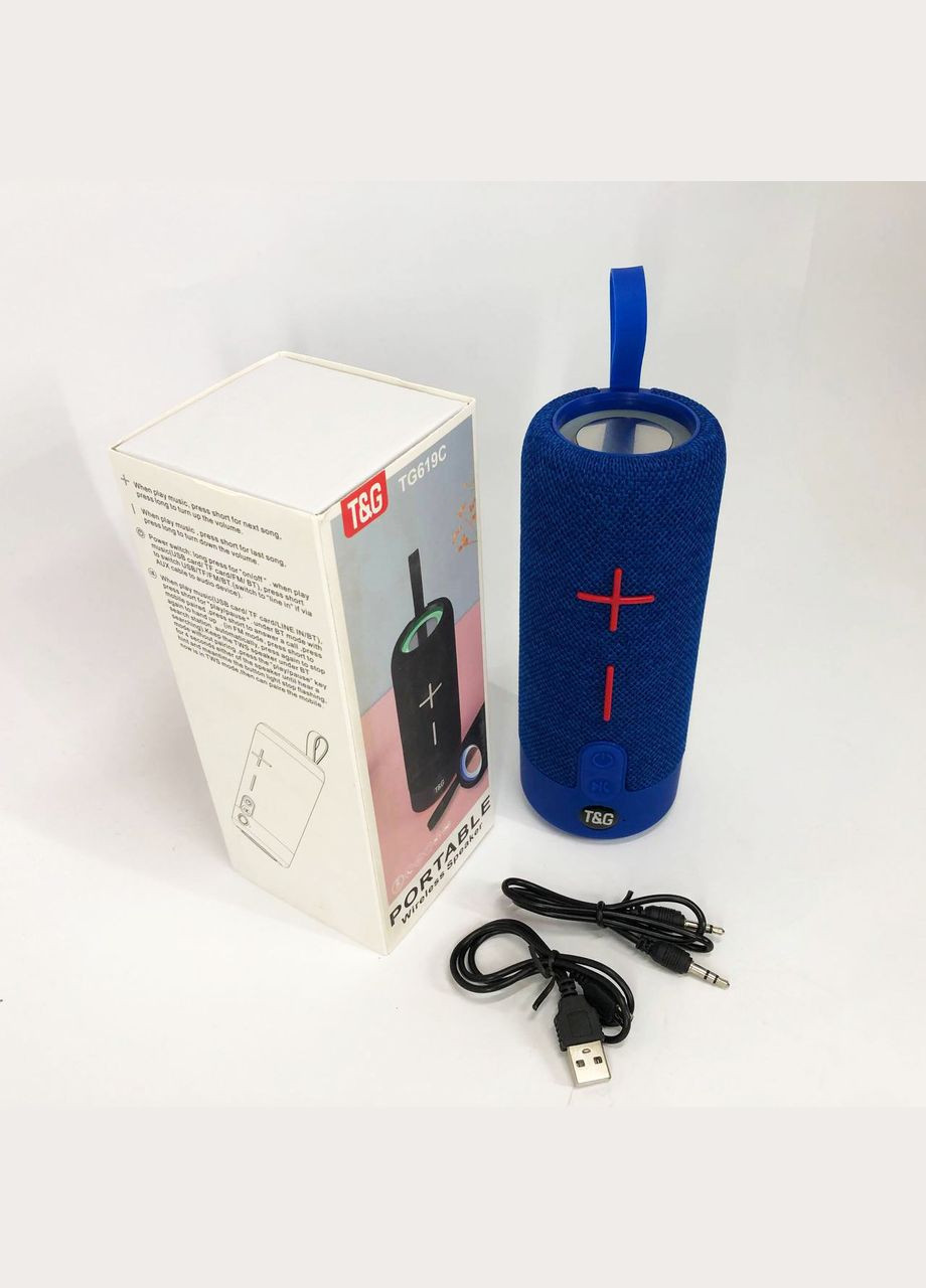 Портативна Bluetooth колонка TG619C FM-радіо USB/TF з ремінцем, блютуз колонка з підсвічуванням. Колір: синій No Brand (359474712)