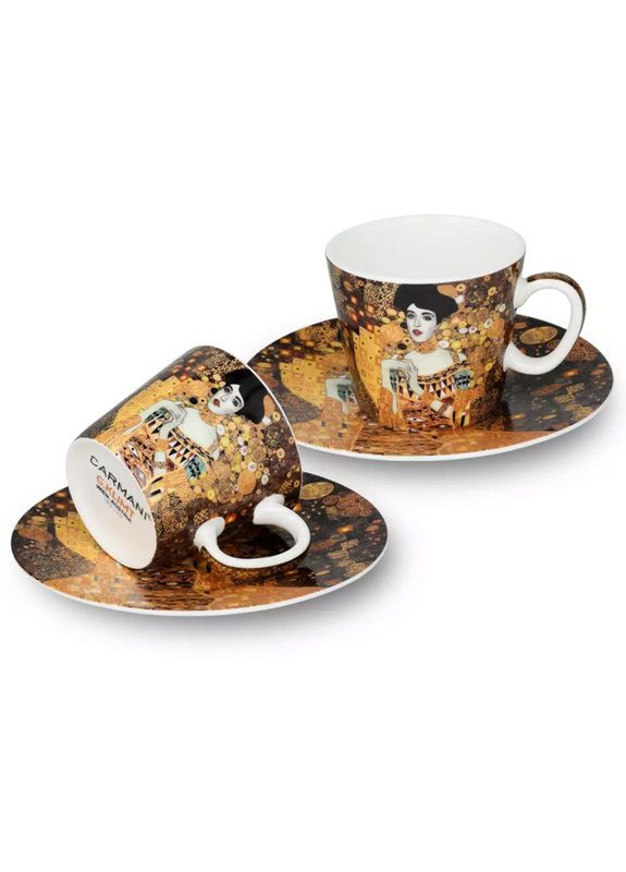 Подарочный набор 2 чашки эспрессо и 2 блюдца Г. Климт Адель (125 мл, d-13 cм) Carmani (352496046)
