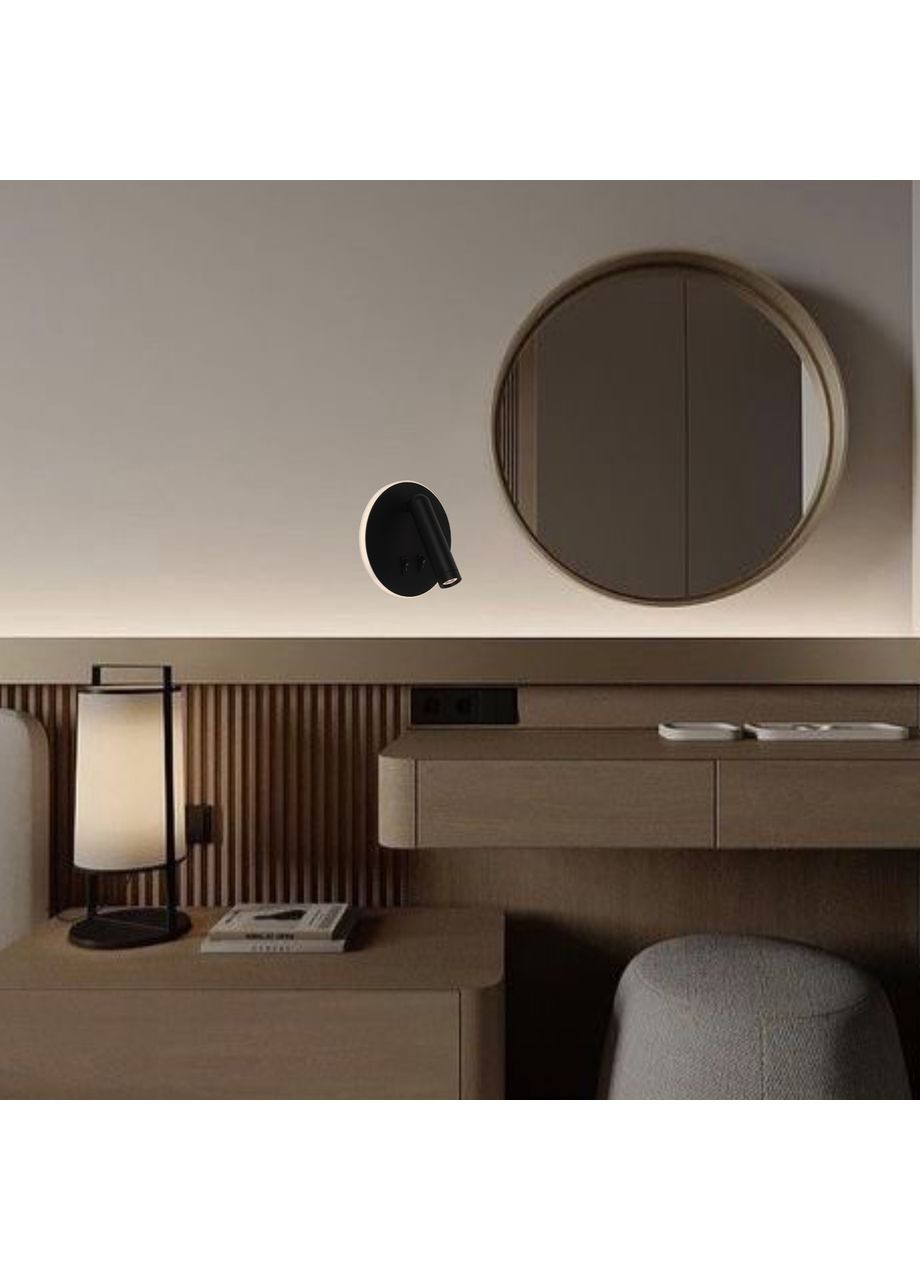 Чорне світлодіодне приліжкове бра (806-V306R BK) No Brand (370069510)