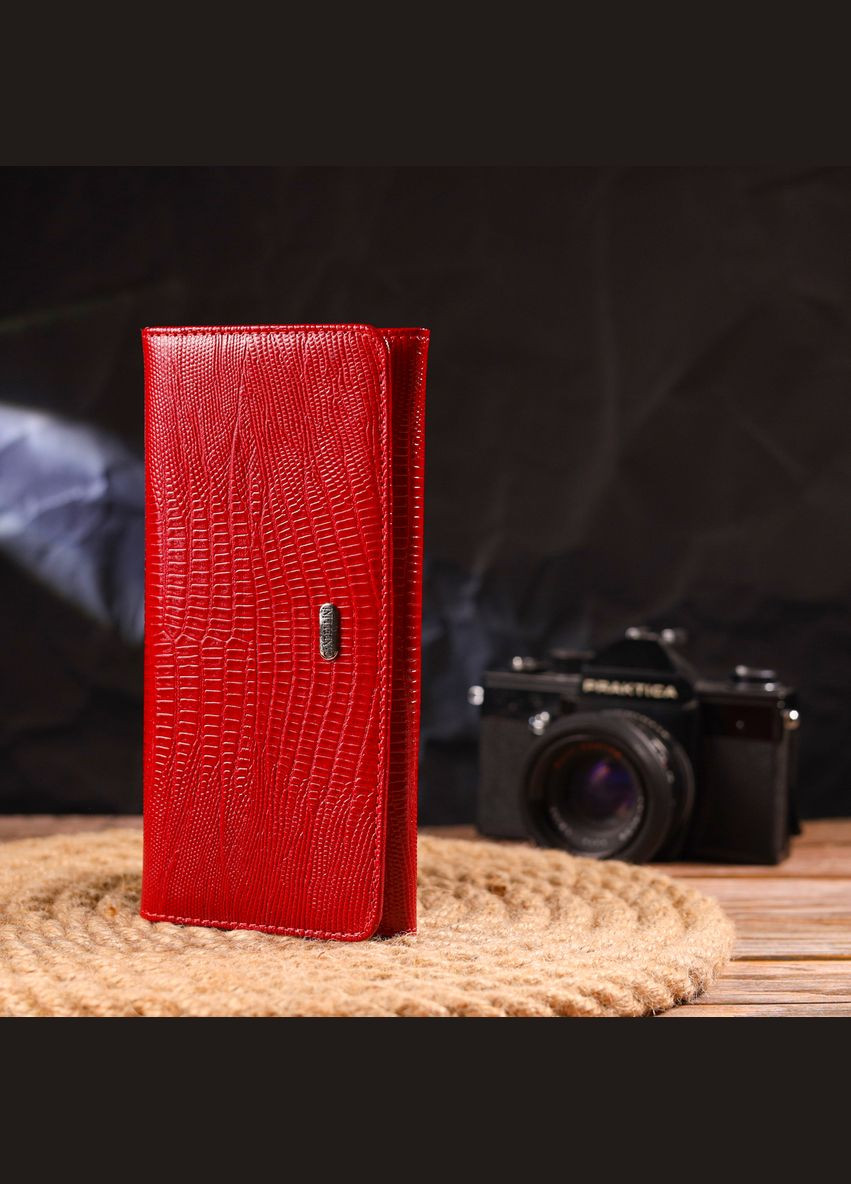 Женский кошелек из натуральной фактурной кожи с монетницей 21609 Красный Canpellini (306881640)