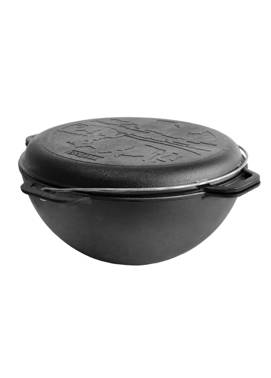 Котел чугунный азиатский 15 л с крышкой-сковородом и трехногой Brizoll (370619575)