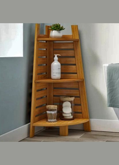 Стелаж кутовий для ванної з дерева Банамекс сієна (ВУГ-002105) No Brand (328090870)