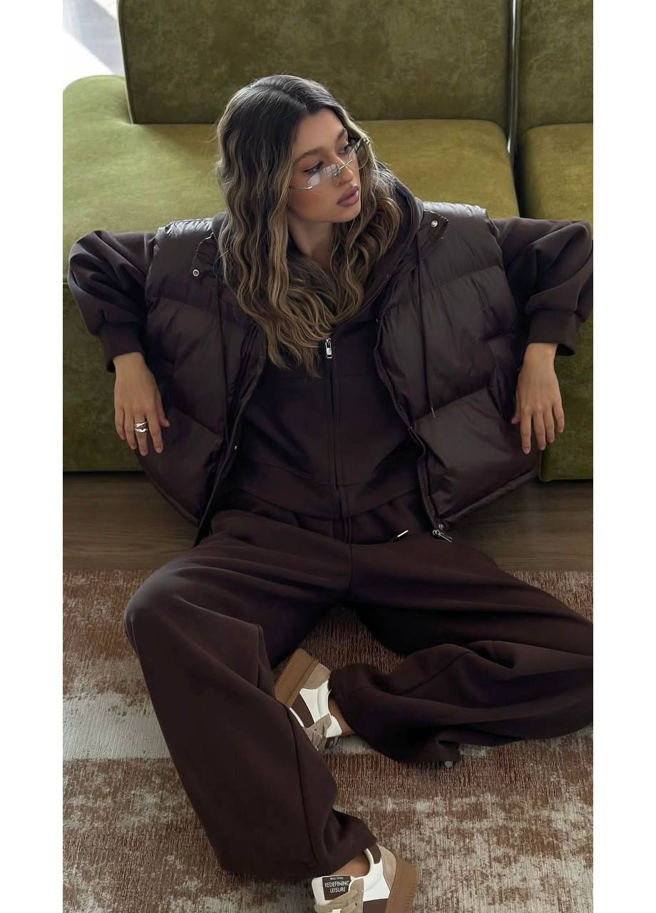 Женский теплый костюм с худыми и широкими брюками. No Brand (364961382)