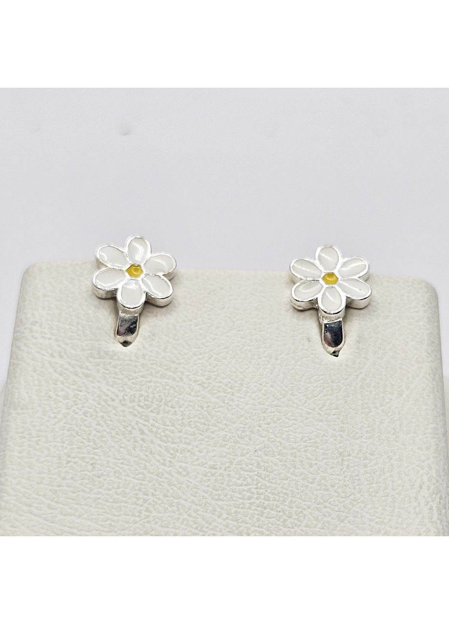 Серьги серебряные с ювелирной белой эмалью 1,6 г No Brand (369737604)