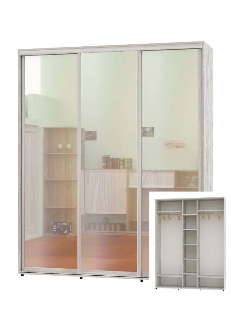 Шафа-купе тридверна 230*60*220 Сосна Натті 3 двері Дзеркало ШК-04 Алекса (360477039)
