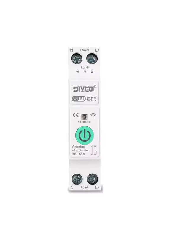 Умный WiFi выключатель с полной защитой, счетчиками, таймером 1P+N 1-63A 230V Smart Life, Tuya [DGB-63TT] Diygo (394238293)