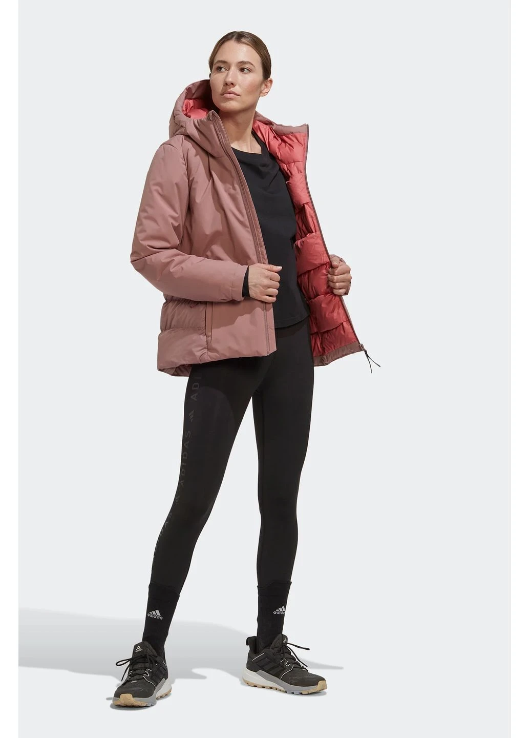 Розовый Пуховик adidas