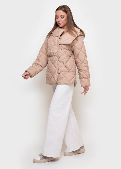 Бежевая стеганая куртка с капюшоном 88-89112-1-66 бежевый h24406f3-25 sam Samange