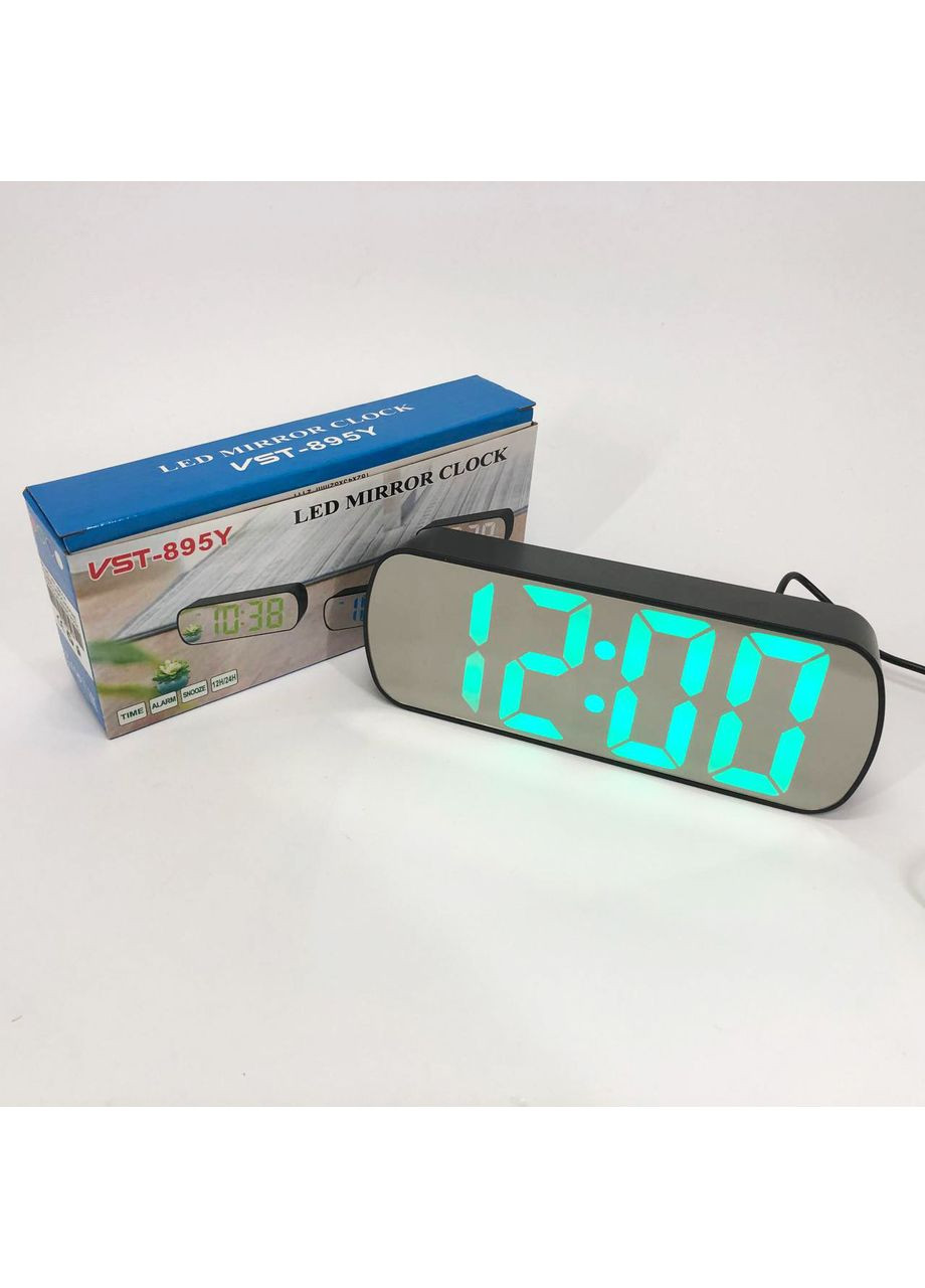 Часы настольные 895Y-4 USB с зеленым циферблатом, Настольные электронные часы с большими цифрами VST (365813293)