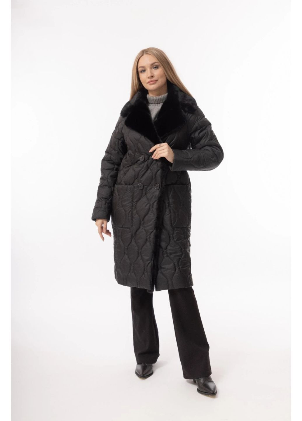 Чорне зимнє Пальто Чорний Зима Повсякденний двобортне Alberto Bini