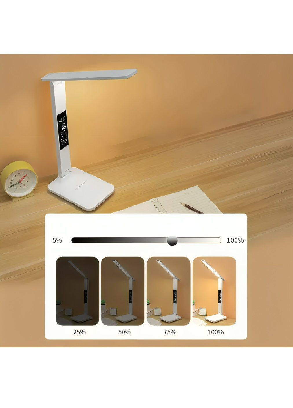 Настольная лампа с дисплеем сенсорным управлением подставкой для телефона 4 режима регулировки яркости 7 Вт (480397-Prob) Unbranded (335003934)