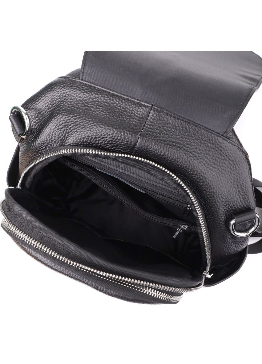 Компактный женский рюкзак из натуральной кожи 23058 Черный Vintage (357437639)