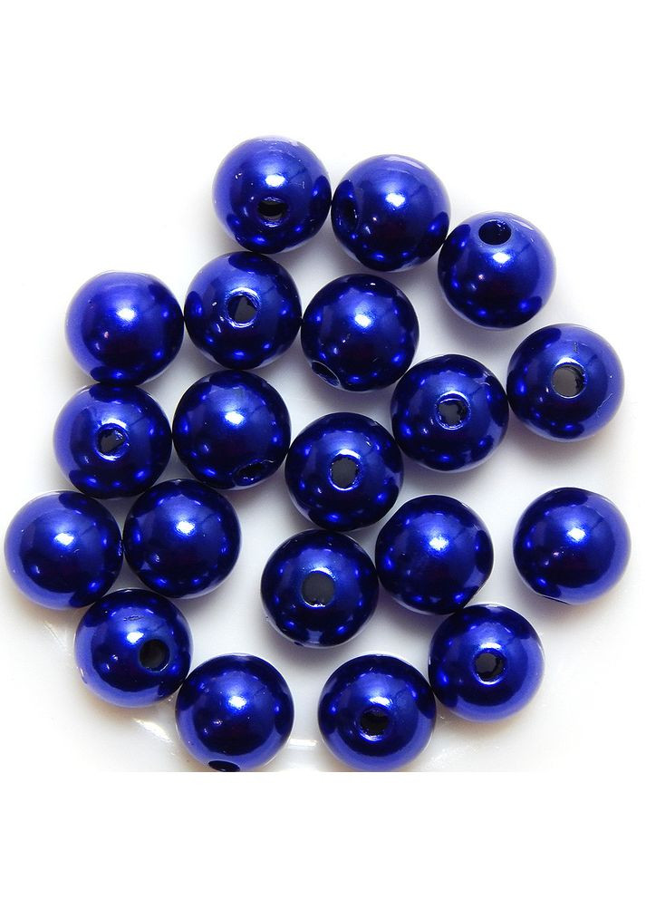 Бусины перламутровые, акриловые, 10 мм, синие, 20 шт No Brand (340486724)