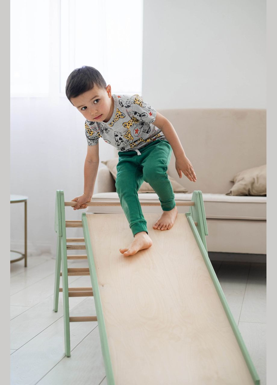 Дитячий набір Монтессорі Трикутник Піклер + Арка Піклер + Гірка. ЗЕЛЕНИЙ LunaToys (306552753)