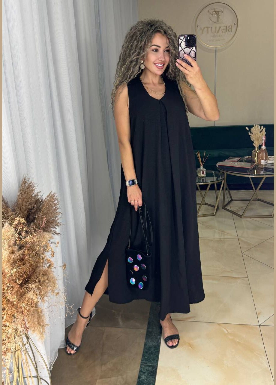 Черное повседневный платье женское Гермес однотонное