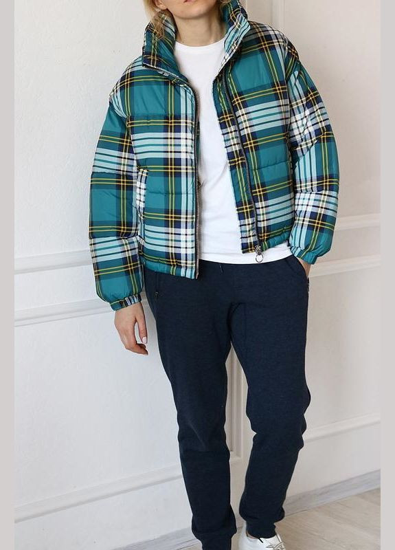 Комбинированная теплая куртка пуффер в клетку Topshop