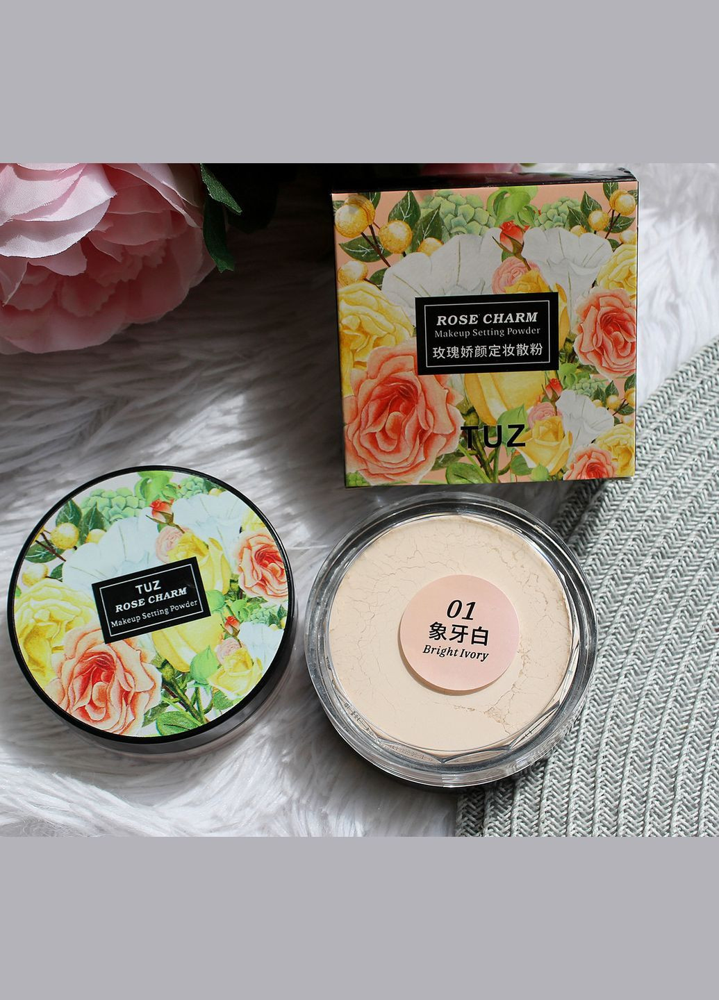 Матирующая рассыпчатая пудра для лицаTUZ Rose Charm 01 Bright Ivory) Bioaqua (304768988)