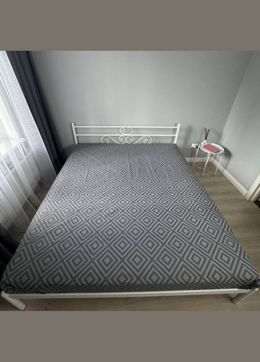 Простирадло на резинці 140х200 сіре Геометрія Бязь Голд PR371 Ananasko (347163625)