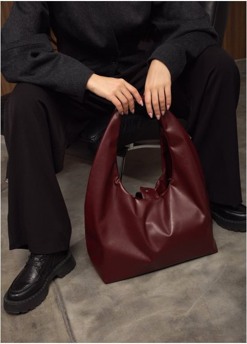 Жіноча сумка Хобо зі з'ємним гаманцем з екошкіри Бордова (38970371634) Sambag (368833605)