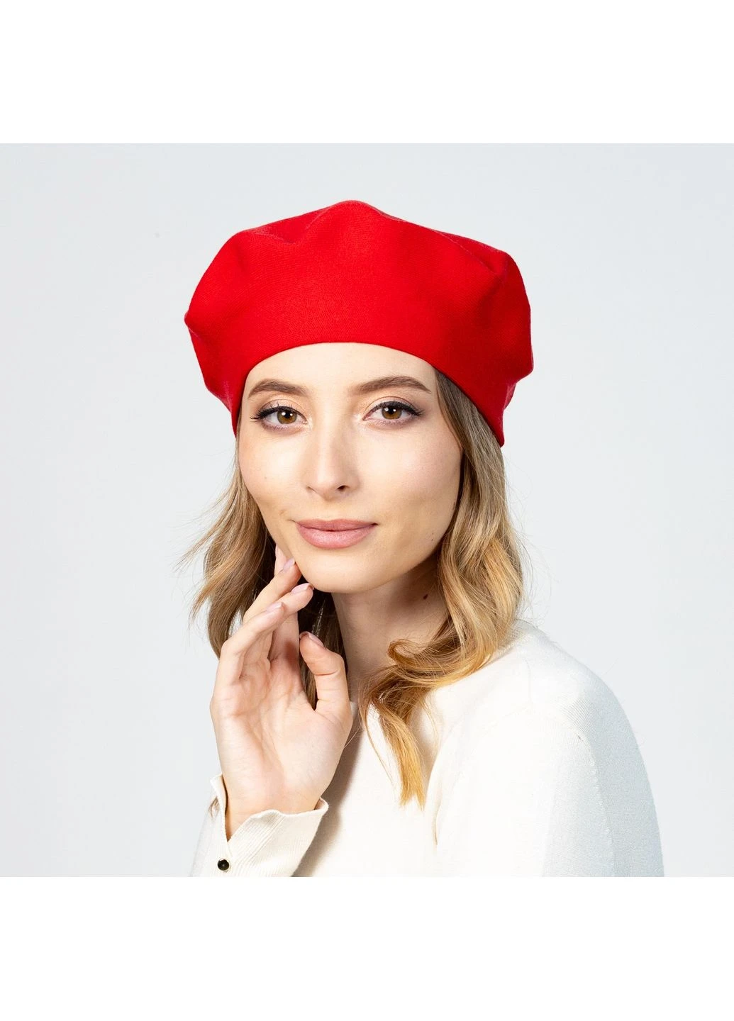 Берет женский вискоза красный ЛЕЙЛА LuckyLOOK 614-802 (322789407)