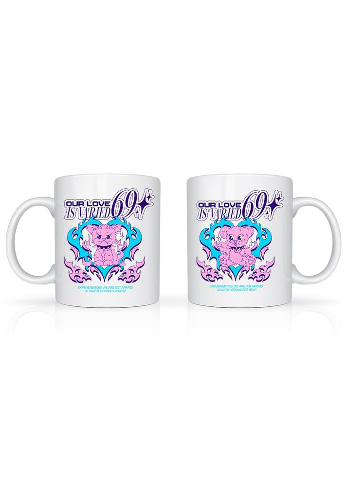 Парные белые чашки с принтом "Our love is varied 69. Наша любовь разнообразна 69" Кавун Чашка (316113094)