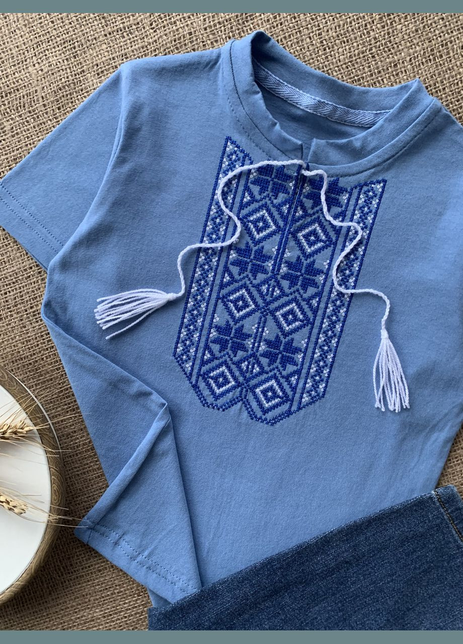 Футболка вишиванка блакитна дитяча для хлопчика No Brand (341327593)