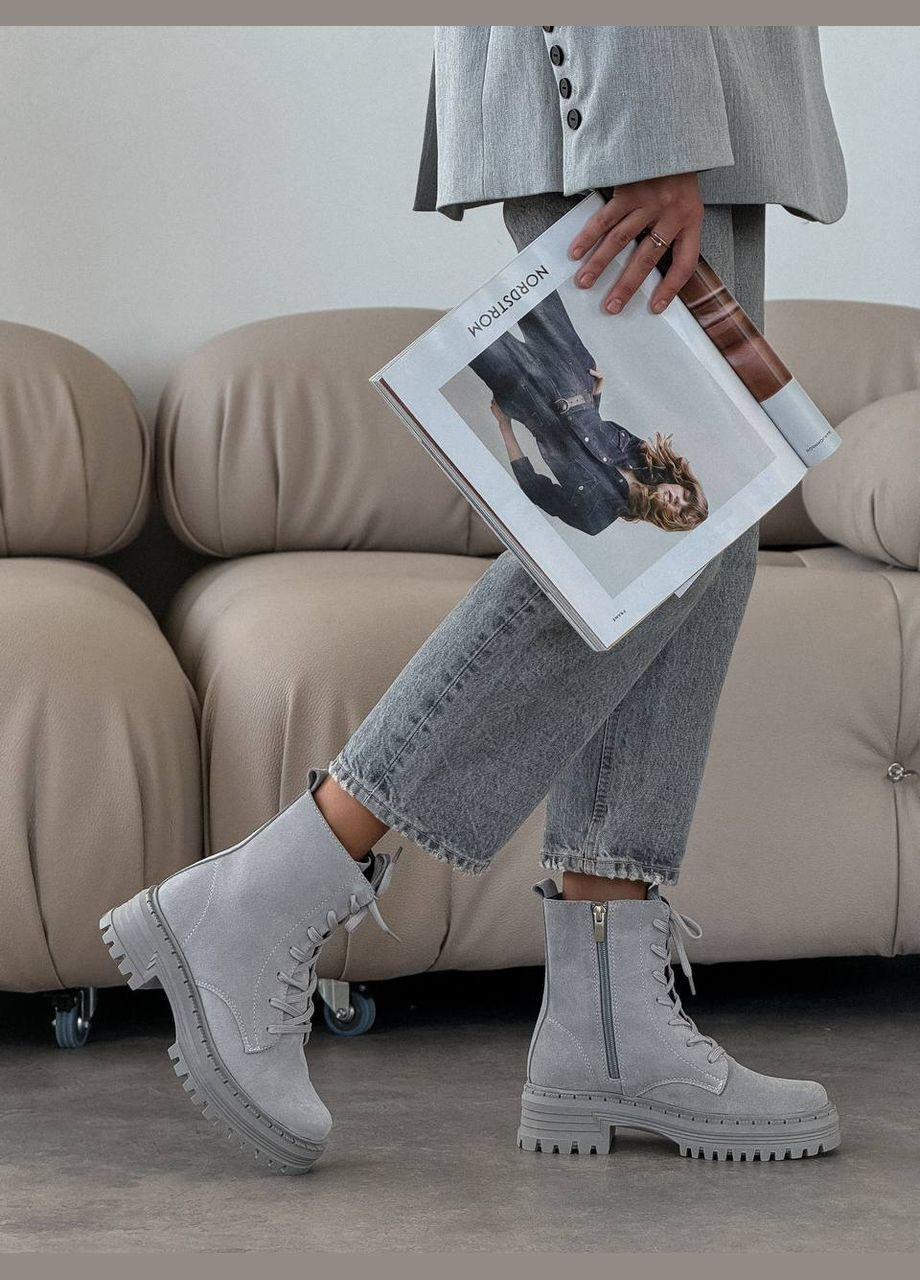 Зимние зимние ботинки No Brand со шнуровкой из натуральной замши