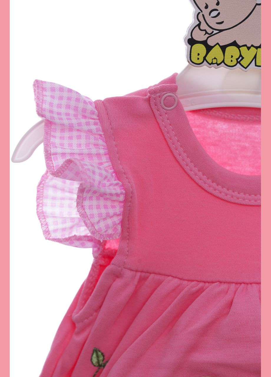 Боді-сукня з коротким рукавом для дівчинки Вишенька рожева бавовна MiniPapi 50 см (37989) BABYKROHA (297197428)