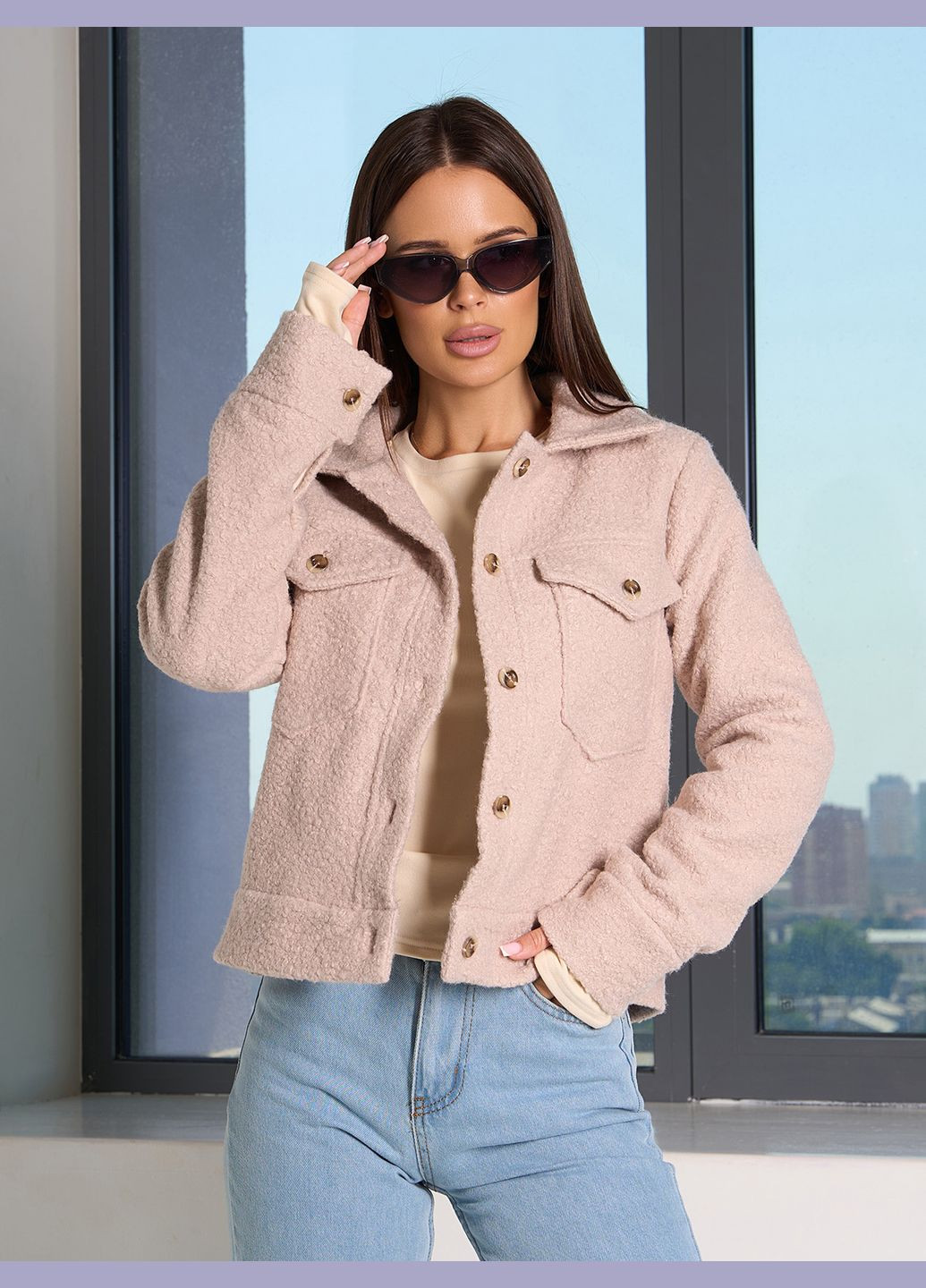 Бежевая демисезонная куртки ISSA PLUS SA-566