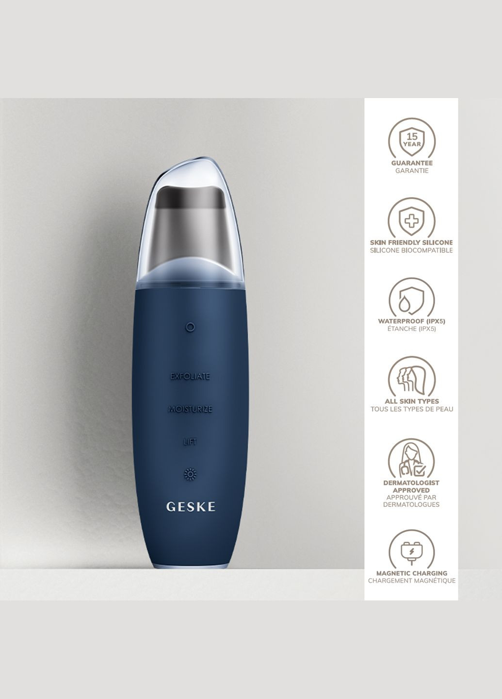 Мікрострумовий скрабер для шкіри та усунення чорних точок MicroCurrent Skin Scrubber&Blackhead Remover 9в1 midnight GESKE (341526259)