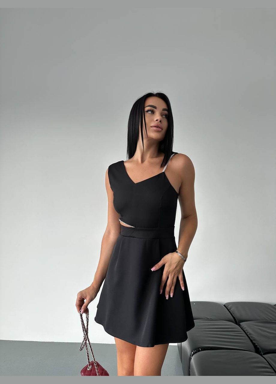 Чорна святковий, коктейльна, вечірня, кежуал жіноча сукня кльош No Brand
