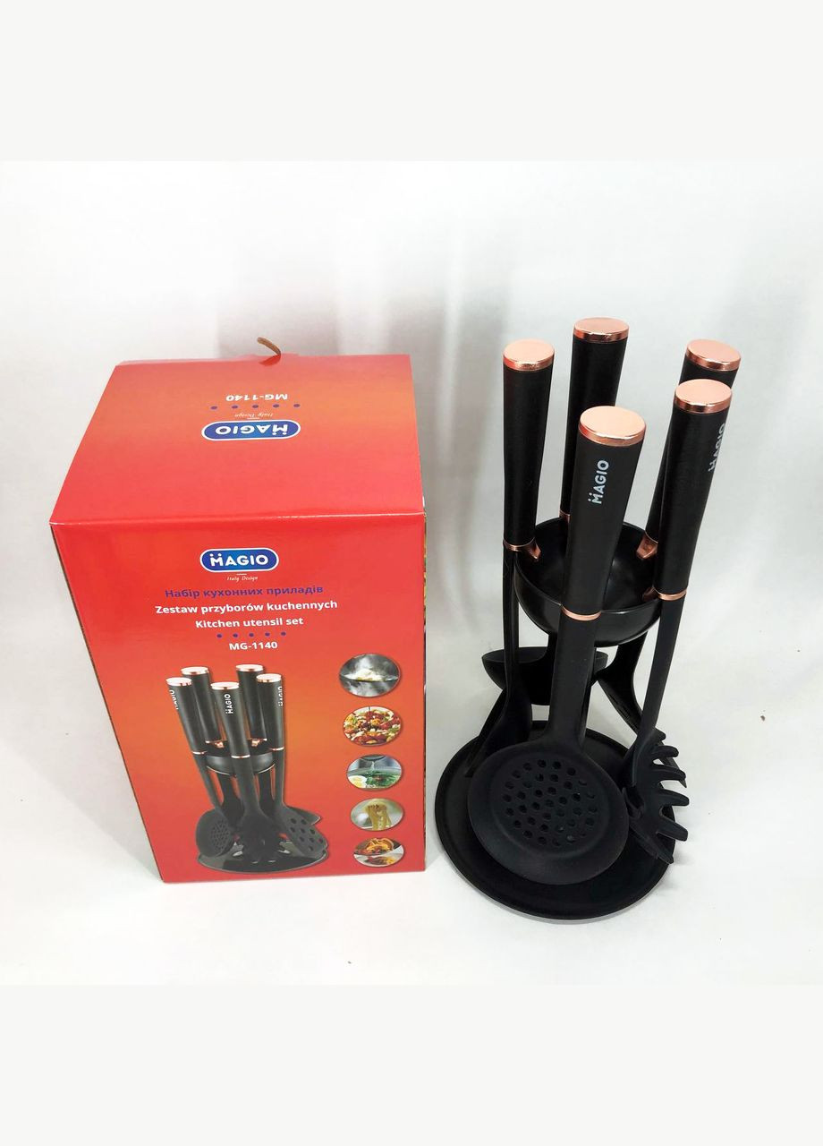 Набір кухонного приладдя MG-1140, набір поварешок на підставці кухонний набір лопаток Magio (364663887)