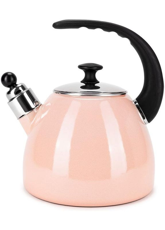 Чайник емальований "Boiling Water" 2.5л зі свистком, індукційний, рожевий Kamille (372173209)