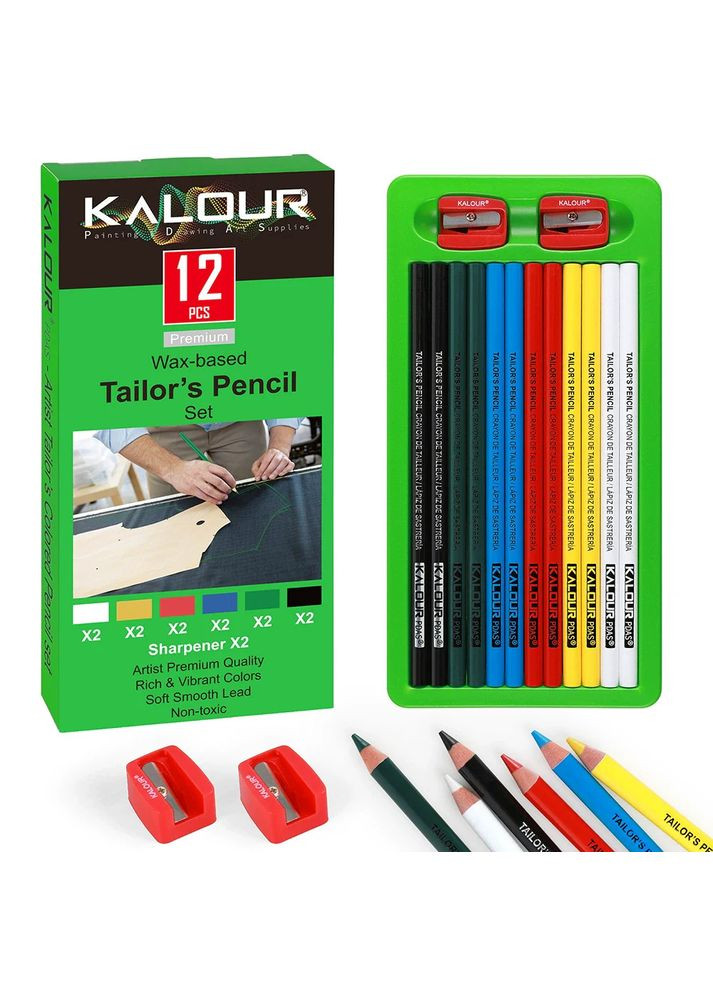 Набір кольорових олівців 12 штук (6 кольорів) для роботи з тканинами KALOUR (358931993)