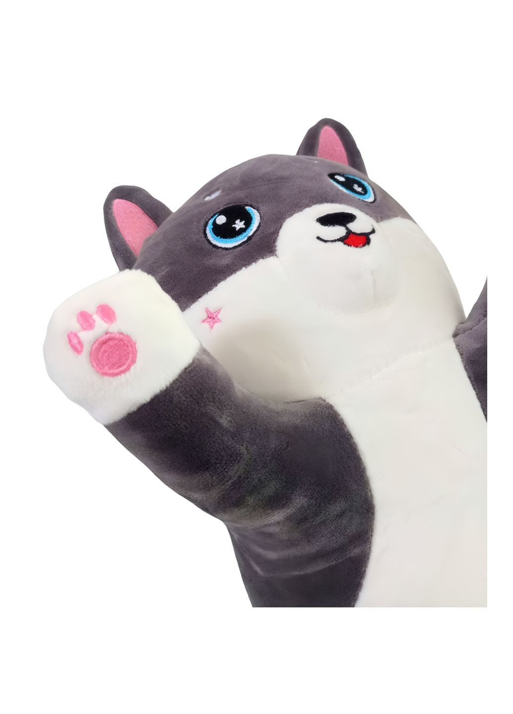 Кіт батон 70 см з об'ємною мордочкою 3Д 3D м'яка іграшка антистрес подушка плюшевий котик обіймашка графіт No Brand (289370339)