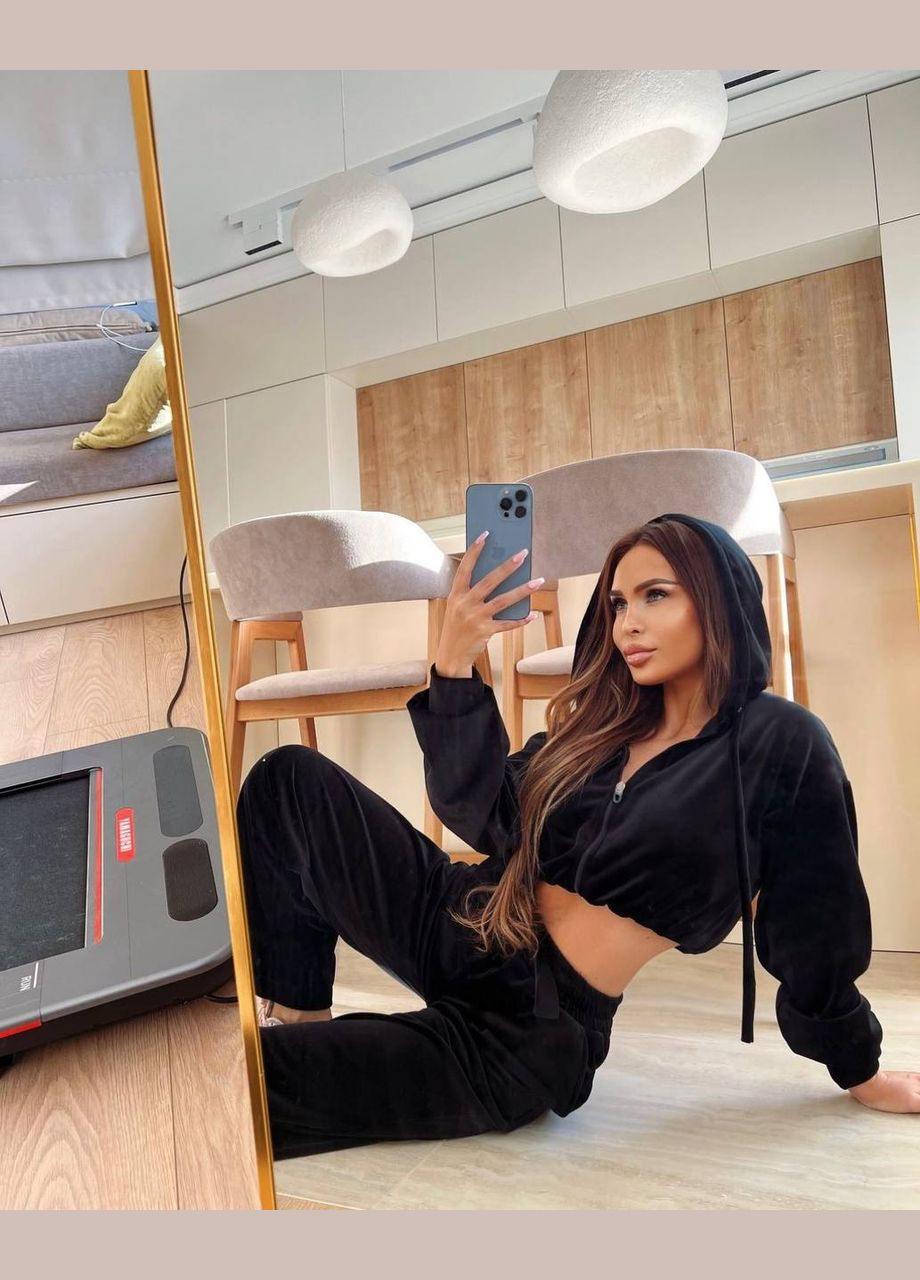 Костюм з преміального велюру кофта укорочена та штани No Brand (345643555)